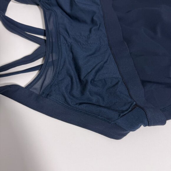 RARE Lululemon Criss Cross Strappy Back Built-in-bra Tank Top Navy Blue 8 - Picture 5 of 6